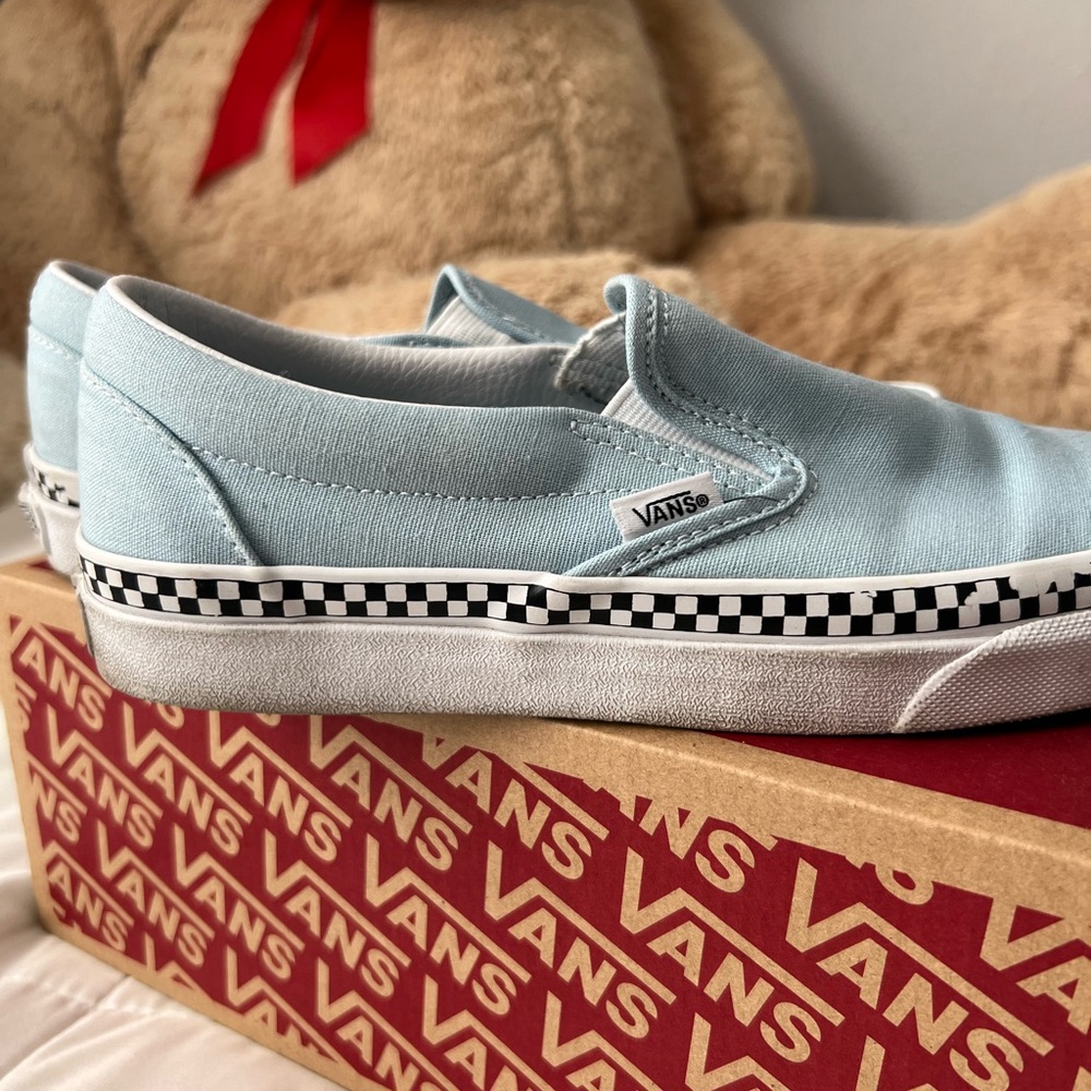 Vans Classic Slip-On in Checkered Blue and White - Picture 3 of 5
